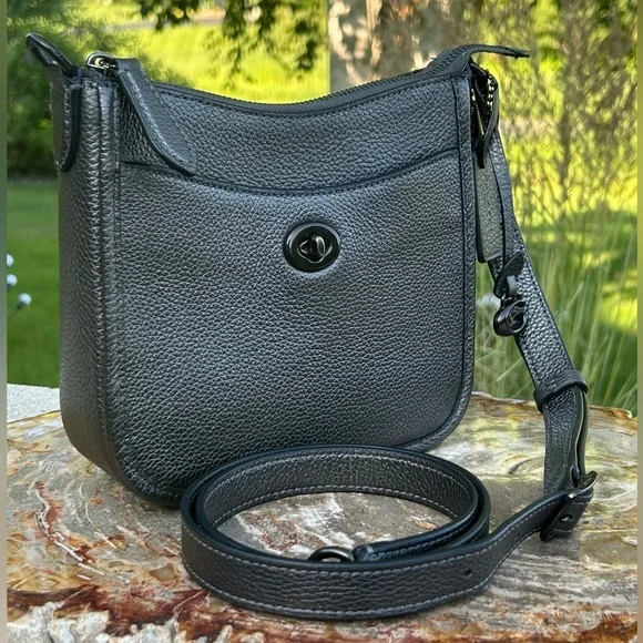 Coach Chaise 19 Crossbody Pewter Metallic Gunmetal EUC - Picture 16 of 17